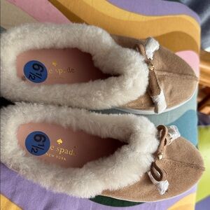 Kate Spade Brown and Cream Fur Slippers